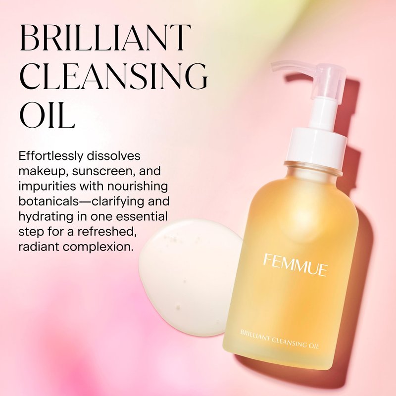 FEMMUE Brilliant Cleansing Oil (4.23 oz) | Luxurious Camellia Oil Face Cleanser & Gentle Makeup Remover | Hydrating and Moisturizing Korean Skincare | Fortifies Skin Barrier