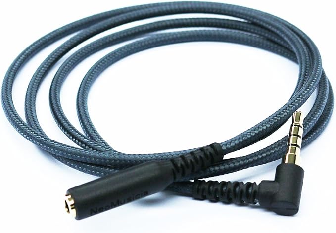 KetDirect 150cm(4.5ft) Right Angle 4 Pole 3.5mm 1/8 inch Male to 4 Pole 3.5mm 1/8 inch Female Stereo Audio Headphone Earphone Extension Cable Adapter Cord Tangle-Free Braided Wire