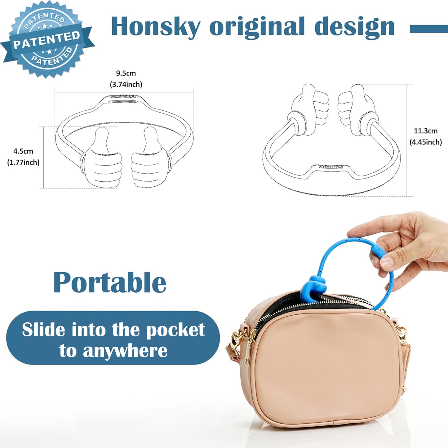 Honsky Thumbs up Cell Phone Stand Holder, Ok Stand Tablet Stand Cradle for Desk Desktop Smartphone Cellphone Mobile Phone Tablets - Universal Adjustable Flexible - Light Blue/Light Yellow