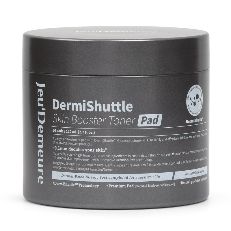 JEU'DEMEURE DermiShuttle Skin Booster PHA Premium Toner Pads, Exfoliating, Minimizing Pores, Dead Skin & Blackheads,100% Cotton Facial Pad, For Sensitive Skin, Korean Skin Care, 60 Pads 2.7 fl.oz