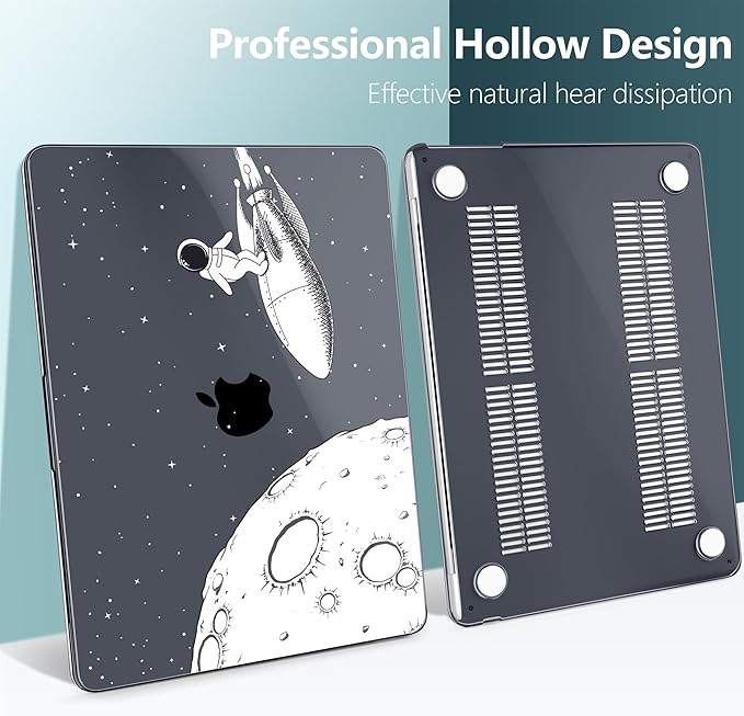 TWOLSKOO for MacBook Air 13 inch Case M5 2026 M4 2025 M3 M2 2024-2022 A3449 A3240 A3113 A2681, Plastic Hard Shell & Keyboard Cover & Type C for MacBook Air 13.6 inch Case, Flying Astronauts