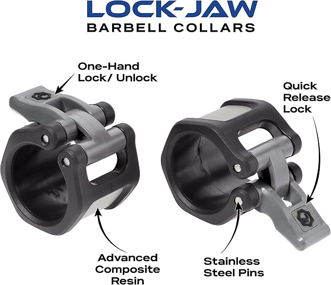 Lock-Jaw Barbell Collars HEX Olympic Barbell Clamps 2 Pcs – Heavy Duty Bar Clamps for 2” & 50mm Olympic Bars – Secure Weight Bar Clamps for Strength Training & Home Gym Accessories – Orange