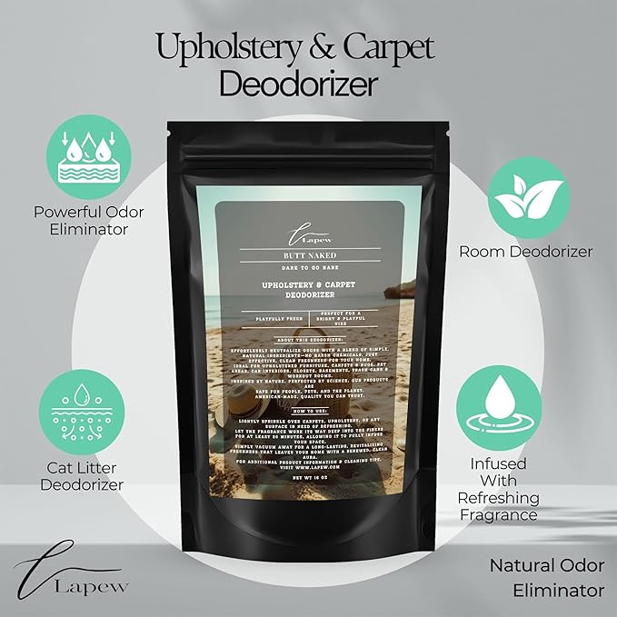 Lapew Butt Naked Scented Cleaning Bundle | Carpet Deodorizer Powder (16 oz) & Mop Soap Concentrate (36 oz) | Pet-Friendly Odor Eliminator