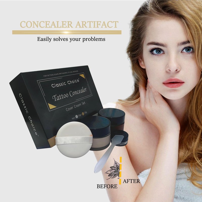 Tattoo Cover Up,Waterproof Invisible Concealer Body Leg Bruise Stretch Scar Dark Spots Vitiligo Skin Makeup Waterproof,Long Lasting Tattoo Cover Up Suitable for Men and Women, 30g x 2