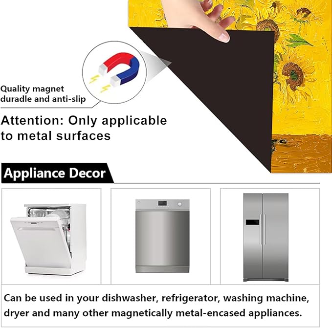 Dishwasher Magnet Cover 23x26 in Oil Painted Classic Sunflower Bouquet in White Vase Dishwasher Cover for Kitchen Appliance Decoration Front Panel Sticker Rustic Art Skin Panel Home Decor