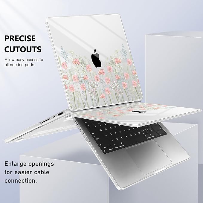 Lepeoac for MacBook Pro 16 inch Case M1 M2 M3 M4 M5 Pro/Max with Liquid Retina XDR, Release 2021-2025 2026 A3429 A3428, Hard Shell Case with Screen Protector & Keyboard Cover, Floral C322