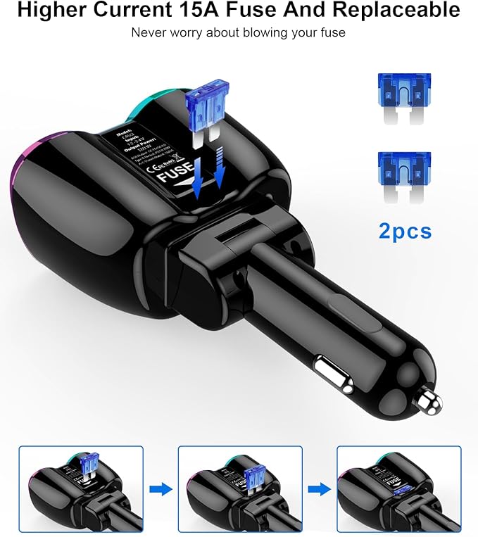 2026 Upgraded Cigarette Lighter Splitter, SUPERONE 180W 2-Socket Cigarette Lighter Adapter with Dual QC3.0 and 20W PD USB C Car Charger Splitter for GPS/Dash Cam/Laptop/iPad/iPhone 17/16/15/14/13/12