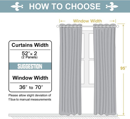 ChrisDowa Blackout Curtains - Thermal Insulated Room Darkening Panels for Bedroom & Living Room (Brown, 52W x 95L)