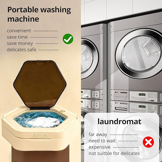 Portable Washing Machine, 16L Upgraded Mini Washer with Spin Basket Laundry Machine for Baby Clothes, Underwear, Socks; Ideal for Travel, Dorms, Camping (khaki)