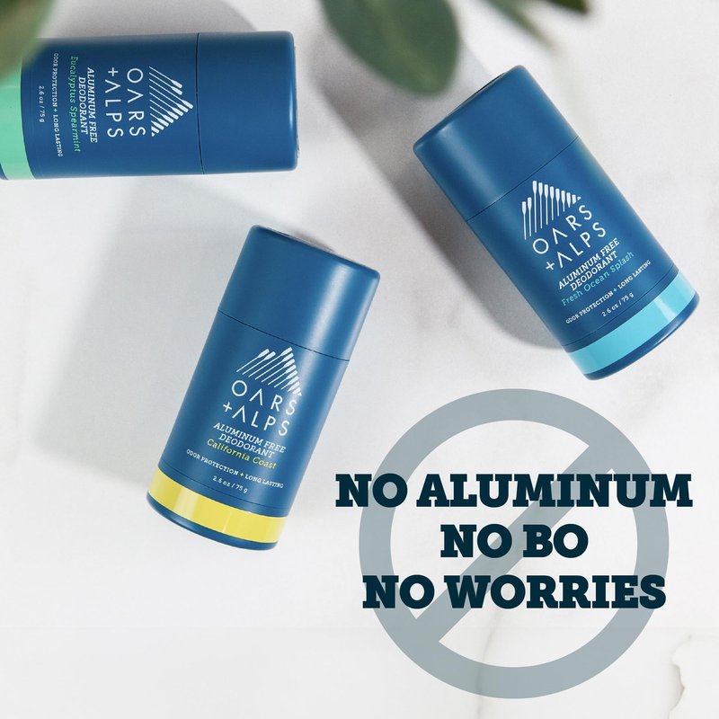 Oars + Alps Aluminum Free Deodorant for Men | Long Lasting Odor Protection, Clear & Free of White Residue, Anti-Chafing Smooth Glide, Dermatologist Tested, Variety Pack 3pk, 2.6oz