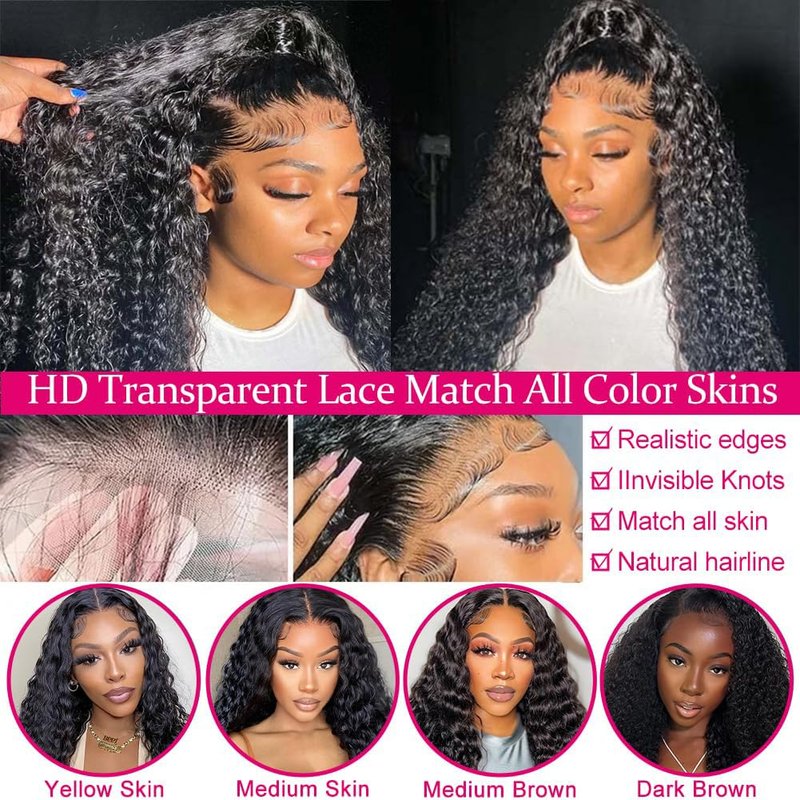 4x4 Lace Closure Human Hair 20 Inch Deep Wave Closure Pre Plucked with Babyhair Free Part Transparent Lace Closure 100% Unprocessed Brazilian Virgin Human Hair Closure Natural Black