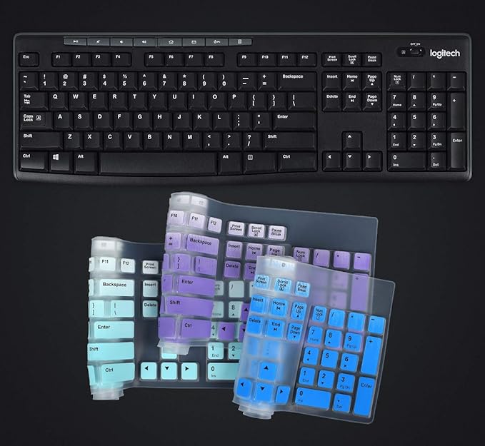 Keyboard Cover for Logitech MK370 MK295 MK270 K270 Keyboard, Logitech MK370 MK270 K270 Keyboard Skin Protector - Gradual Mint