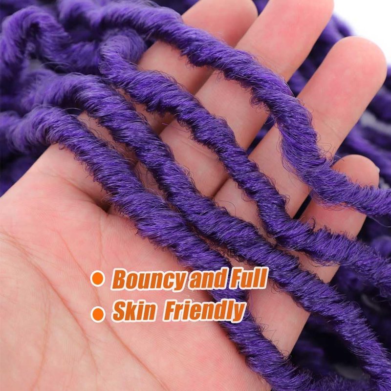 Purple Soft Locs Crochet Hair - 18 Inch Faux Locs Pre-Looped Knotless Braids for Natural Curly Styles