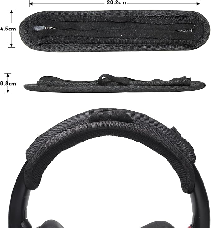 Adhiper Universal Headphone Headband Cover for Sony Beats Bose Soundcore HyperX ATH Skullcandy JBL Jabra, Headband Cover Cushion Protector for Sony XM5, XM6 & Skullcandy Crusher Evo & ANC 2 - Black