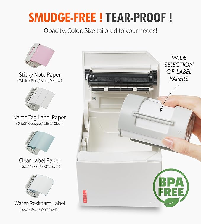 MANGOSLAB Nemonic Label Printer | Inkless Bluetooth Thermal Label Printer for Small Business | Durable Shipping Label Maker & Portable Wireless