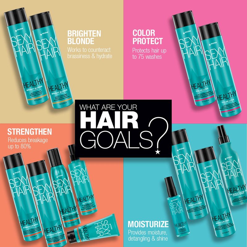 SexyHair Healthy Strengthening Anti-Breakage Shampoo, 10.1 Oz | Helps Provide Stength and Flexibility to Damaged Hair | SLS and SLES Sulfate Free