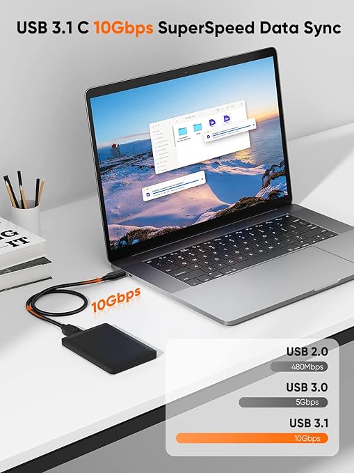 CableCreation USB C to Micro B Short Cable 2FT*2, 10G Micro B to USB C External Hard Drive Cable for iPhone 15/16/17,Samsung Galaxy S24,Seagate WD Westgate My Passport,MacBook Pro/Air, iPad/Tablet