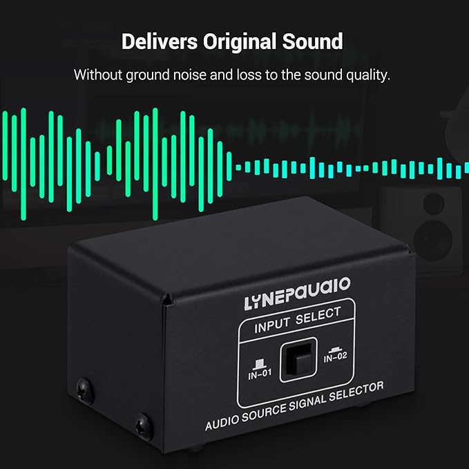 JINGFENG Audio Switcher 3.5mm 2 in 1 Out/1 in 2 Out A/B Switch Stereo Audio Splitter Box with No Distortion 3.5mm Jack for Switching Between Computer Speakers and Headphones