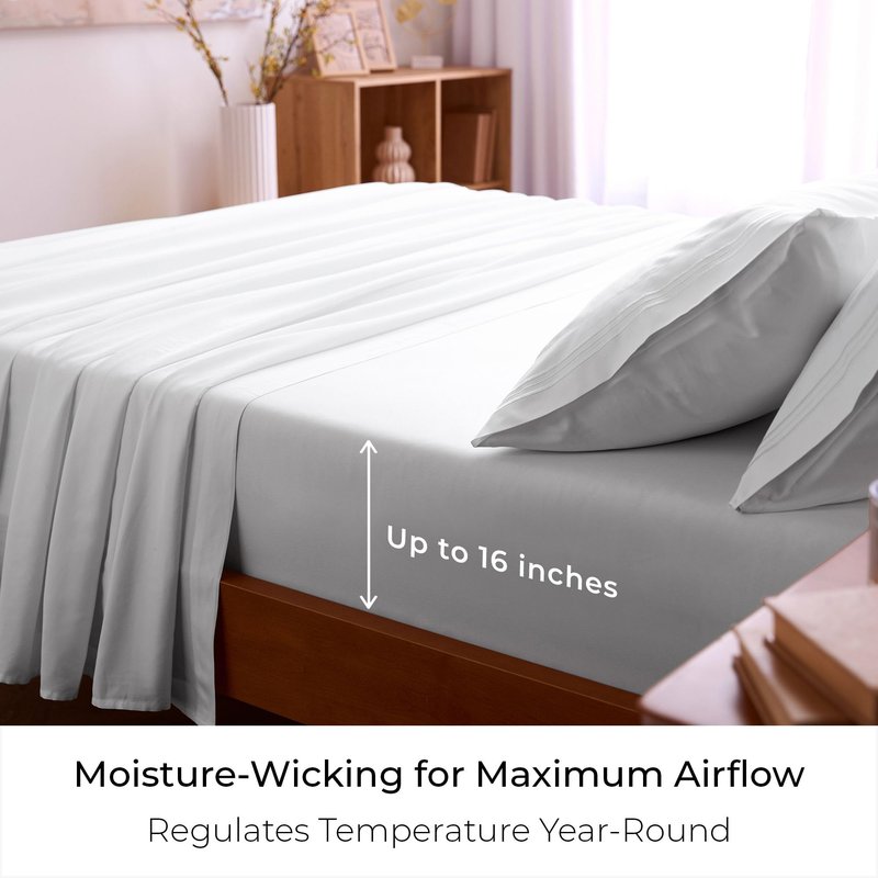 Mellanni Full Sheets Set - 4 PC Iconic Collection Bedding - Hotel Luxury, Extra Soft, Cooling Bed Sheets - Wrinkle, Fade, Stain Resistant (Full, White)