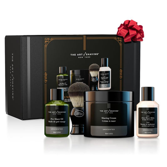 The Art Of Shaving Unscented Shave Kit for Men – Clinically Tested For Sensitive Skin – For a Close, Comfortable Shave – Pre-Shave Oil, Shaving Cream, Shaving Brush, After-Shave Balm