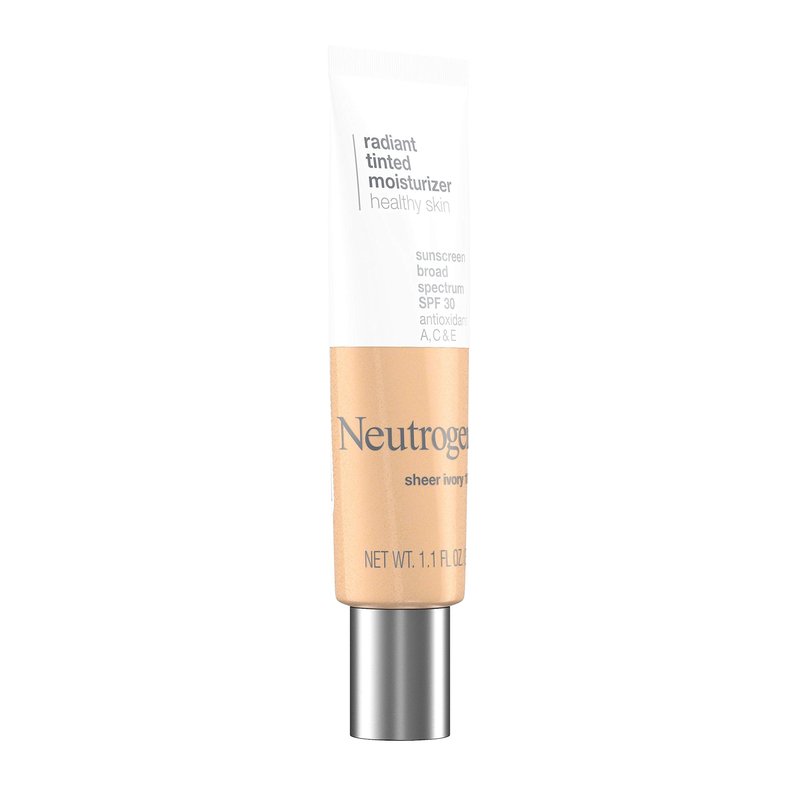 Neutrogena Healthy Skin Radiant Tinted Facial Moisturizer with Broad Spectrum SPF 30 Sunscreen Vitamins A, C, & E, Lightweight, Sheer, & Oil-Free Coverage, Sheer Ivory 10, 1.1 fl. oz