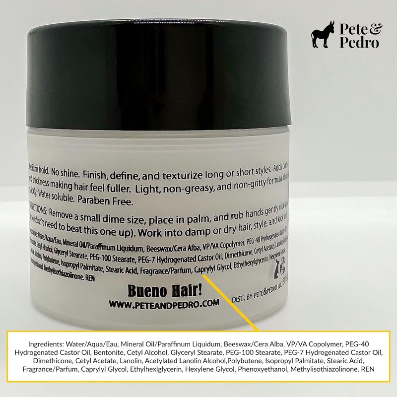 Pete & Pedro Hair Styling Clay - Medium Hold Matte Finish Clay for Men | Ideal for Fine Thinning Hair, 2 oz