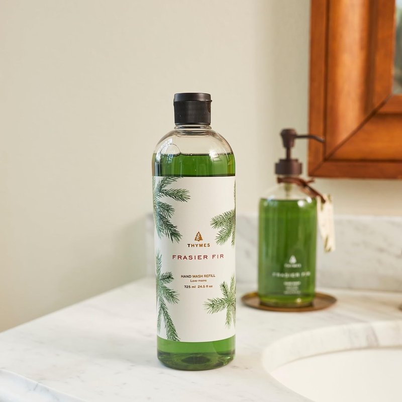 Thymes Hand Wash Refill - Moisturizing Liquid Soap for Kitchen & Bathroom | Lightly Scented Frasier Fir, 24.5 fl oz