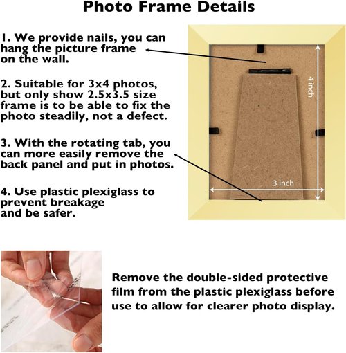 JCJMY 3x4 Gold Picture Frame - Versatile Wall & Tabletop Display | Shatter-Resistant Plexiglass