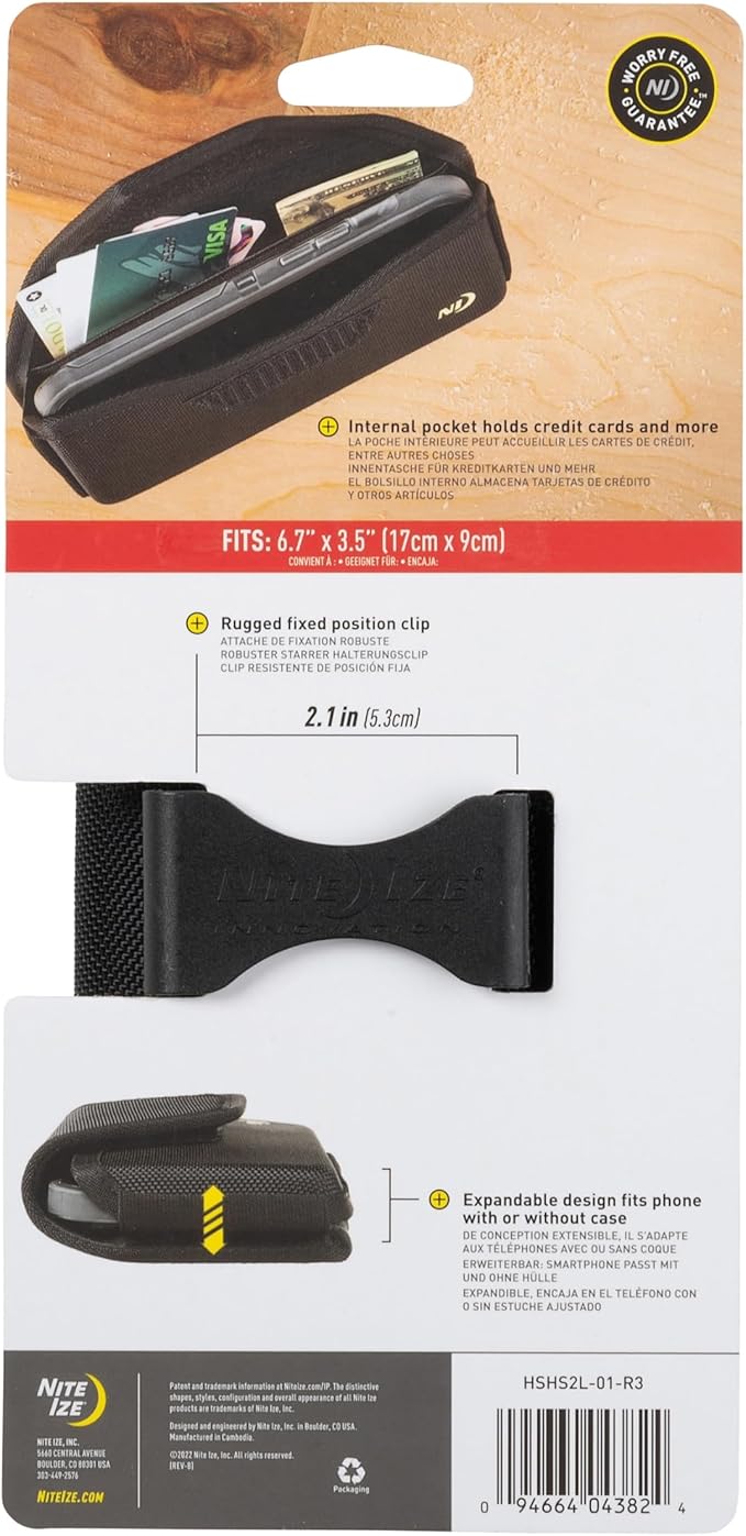 Nite Ize Clip Case Hardshell Universal Rugged Holster - Belt Clip Phone Case for Easy Access - Heavy Duty & Protective - Multi-Purpose - Durable Design - Hardshell Horizontal, XXL