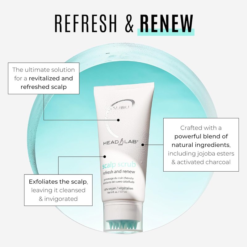 Malibu C Scalp Scrub - Gentle Exfoliating Hair Treatment with Activated Charcoal & Jojoba Esters | 6 oz Vegan Formula
