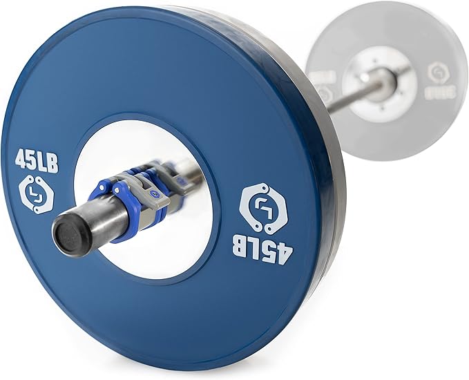 Lock-Jaw Barbell Collars HEX Olympic Barbell Clamps 2 Pcs – Heavy Duty Bar Clamps for 2” & 50mm Olympic Bars – Secure Weight Bar Clamps for Strength Training & Home Gym Accessories – Blue
