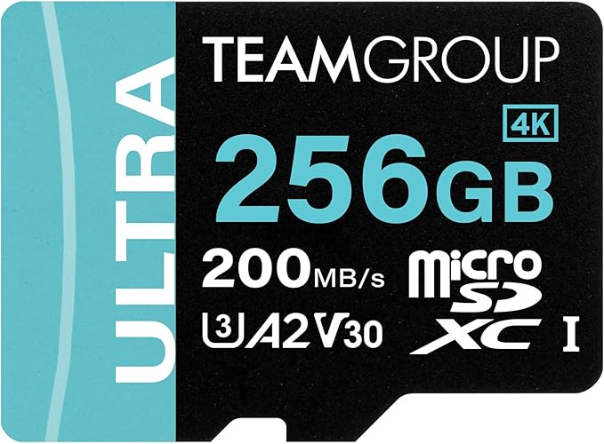 TEAMGROUP A2 Ultra Card 256GB MicroSDXC UHS-I U3 A2 V30, R/W up to 200/150MB/s for Nintendo-Switch1, Steam Deck, Gaming Devices, Tablets, Smartphones, 4K Shooting, with Adapter TULMSDX256GIA2V3022503