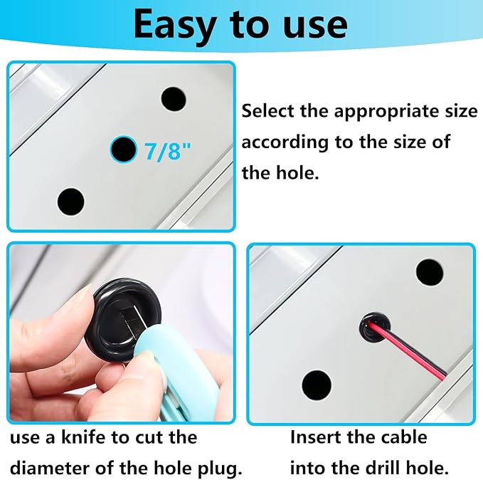 Hmknana Rubber Grommet Kit Closed Firewall Grommet 7 Sizes 7/25" 3/8" 1/2" 5/8" 3/4" 7/8" 1" Rubber Hole Plug Rubber Grommets for Wiring (188Pcs)