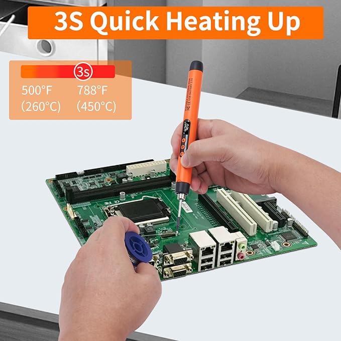 Rechargeable Soldering iron Kit,1000mah USB Wireless Electric Soldering,Cordless Portable,Suitable for DIY and home appliance repair (LCD)