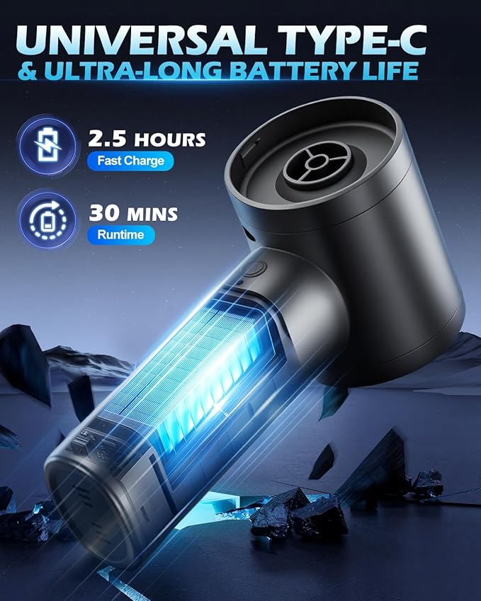 Torlaist Handheld Car Vacuum Cleaner, 15000PA Car Vacuum Cleaner and Air Duster, High Power Handheld Vacuum Cordless Rechargeable with Multi-Nozzles, Portable Mini Cars Vacuum for Cars Home Office