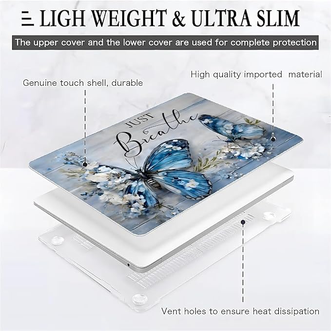 COTAIL Compatible with MacBook Air 13.3 13.6 Inch Case 2022 2021 2020 2019 Plastic Hard Shell Case Cover,13.3 Air (A1932/A2179/A2337), Butterfly