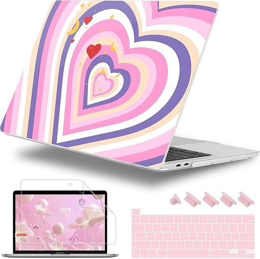 Lepeoac for MacBook Pro 16 inch Case 2019 2020 Release Model A2141, Plastic Hard Shell Cover with Keyboard Cover & Screen Protector for MacBook Pro 16 inch with Touch Bar & Touch ID, Wildflower Heart