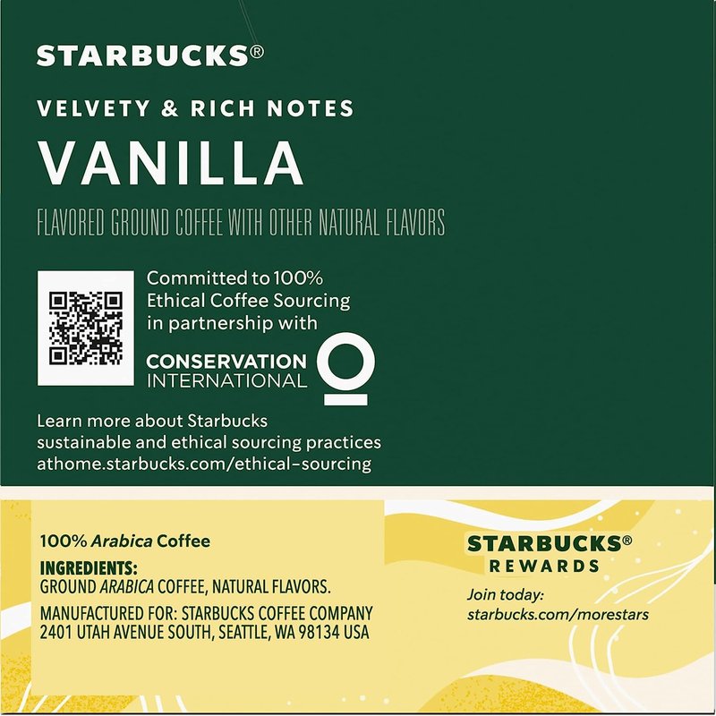 Starbucks Flavored Coffee K-Cup Pods, Vanilla Flavored Coffee, Made without Artificial Flavors, Keurig Genuine K-Cup Pods, 10 CT K-Cups/Box (Pack of 4 Boxes)