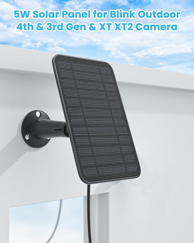 Solar Panel for Blink Outdoor 2K+/4(4th Gen)/Outdoor(3rd Gen) XT3 and XT2/XT Camera/Blink Outdoor Camera, 5W Solar Panel Charger with Mount 13.1ft Cable Rubber Plug, IP65 Waterproof, 3 Pack
