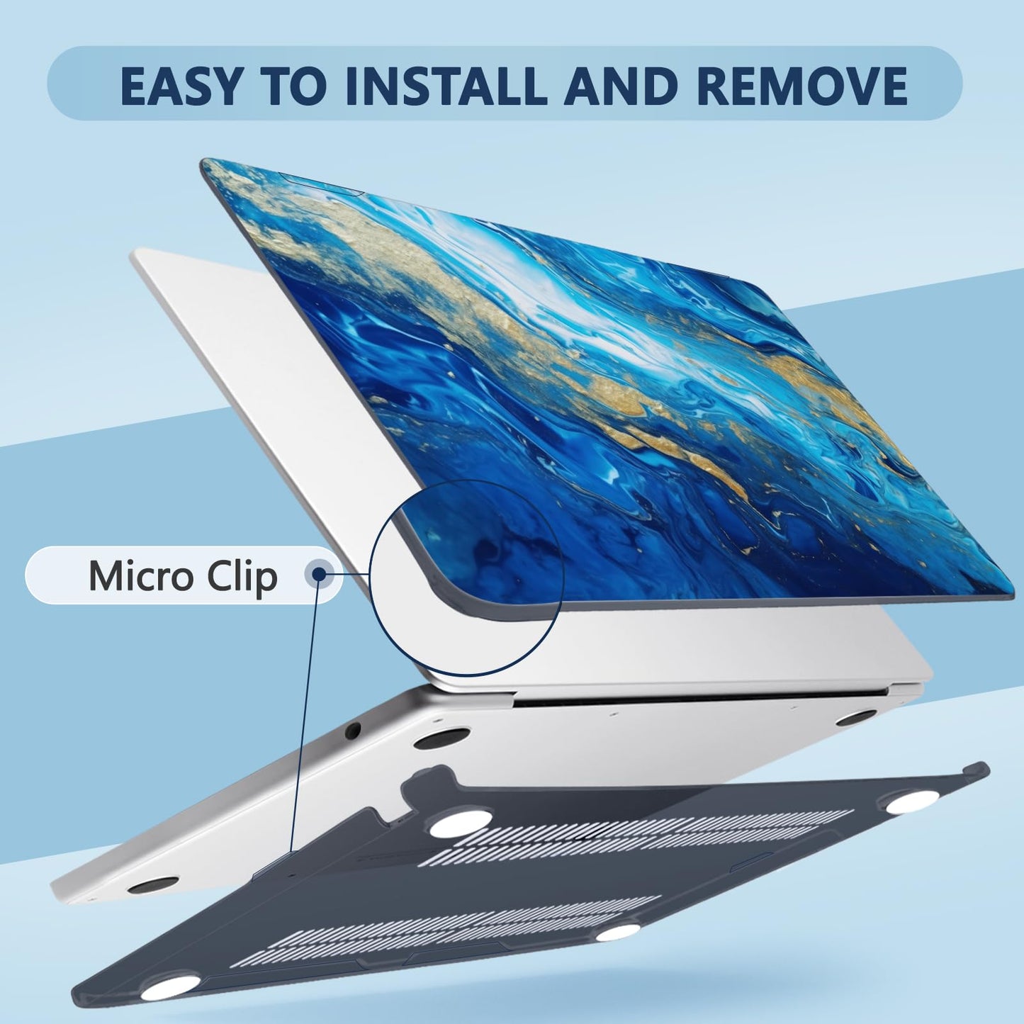 MecBevia Compatible with 2026 M5 MacBook Air 13 inch Case 2026 2025 2024-2022 M5 A3449 M4 A3240 M3 A3113 M2 A2681, Keyboard Cover, Screen Protector, Webcam Cover & Type-C OTG, Oceans