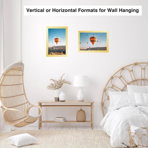 JCJMY 8x12 Gold Picture Frame - Wall Mount or Tabletop Display with Shatter-Resistant Plexiglass