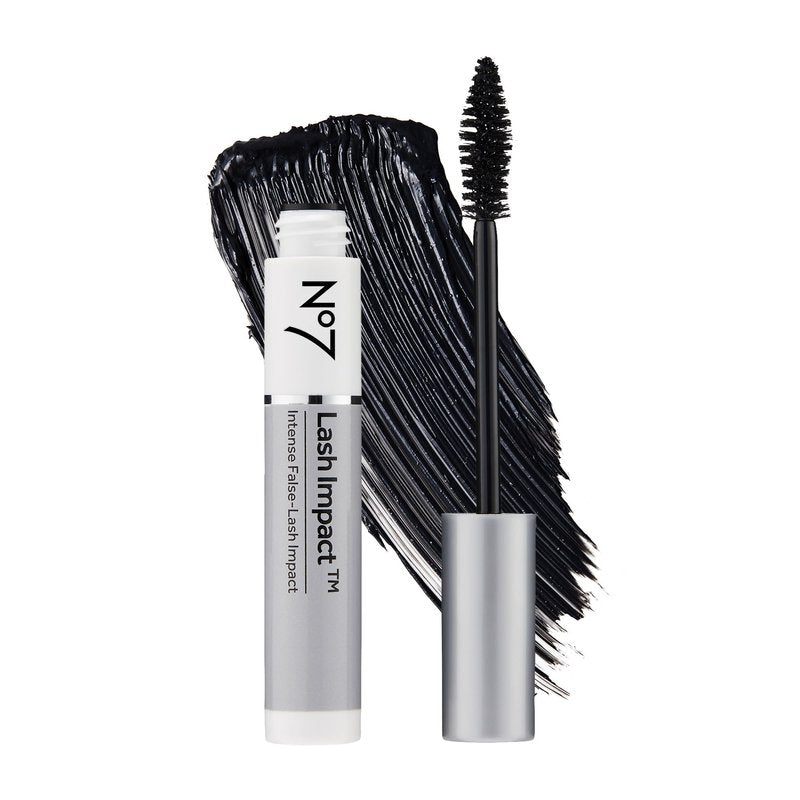 No7 Lash Impact Mascara - Black - Volumizing Mascara for False-Lash Effect - Smudge-Free Formula for Lengthening Lashes with Oversized Cone Brush Applicator (7ml)