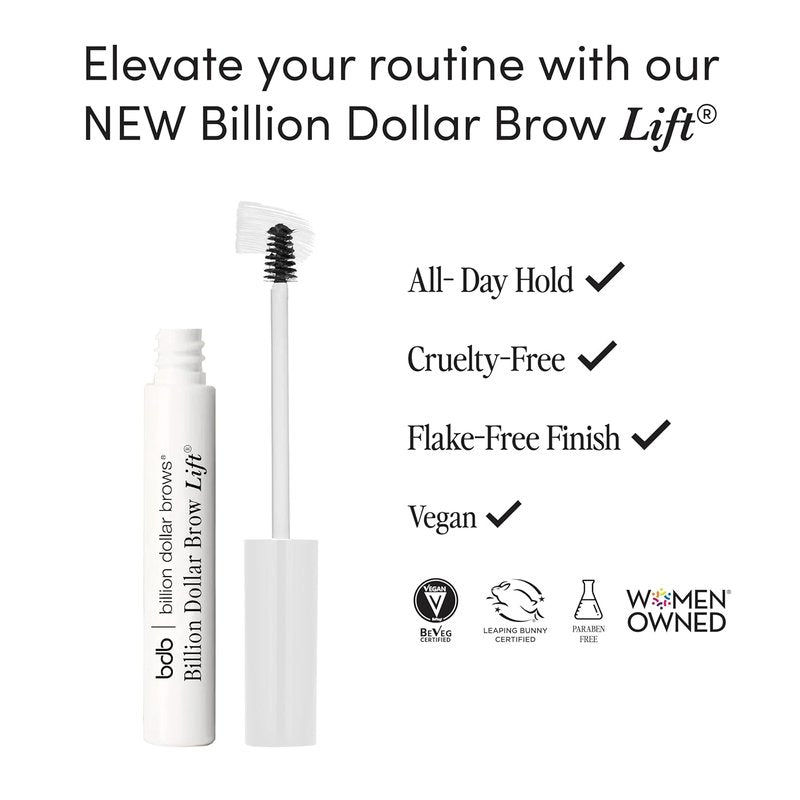Billion Dollar Brow Lift - Clear Ultra-Hold Eyebrow Gel for Flake-Free, Long-Lasting Brow Sculpting | Vegan Formula