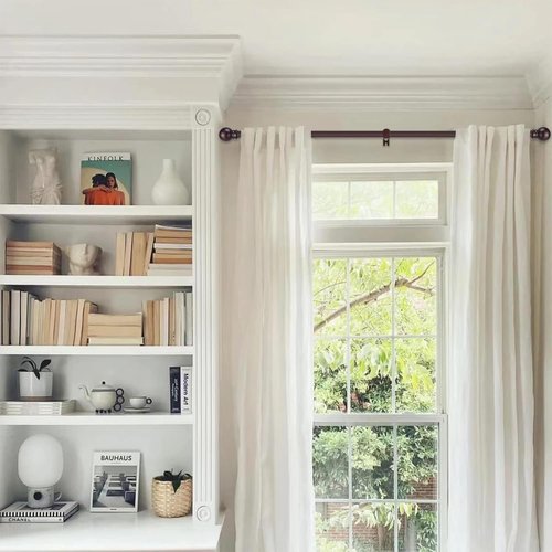 GXOACKJ Heavy-Duty Metal Curtain Rod Set - 2 Pack Brown, Adjustable 28 to 78 Inches with Brackets