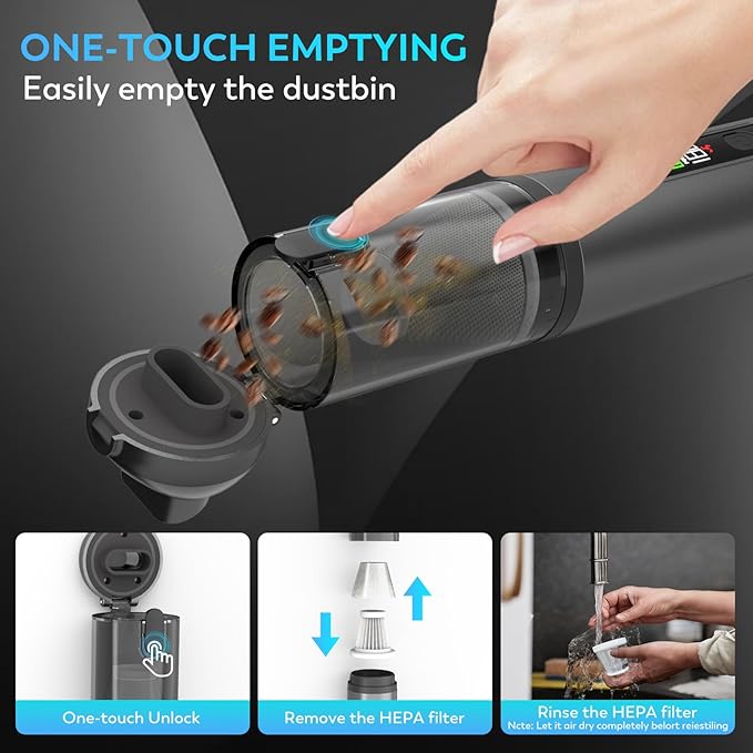 KedeeSparkle 22000Pa High Power Handheld Vacuum Cleaner, 4-in-1 Cordless Car Vacuum & Air Duster with LED Display, USB-C Rechargeable Vacuum for Car Home Office Pet Camping