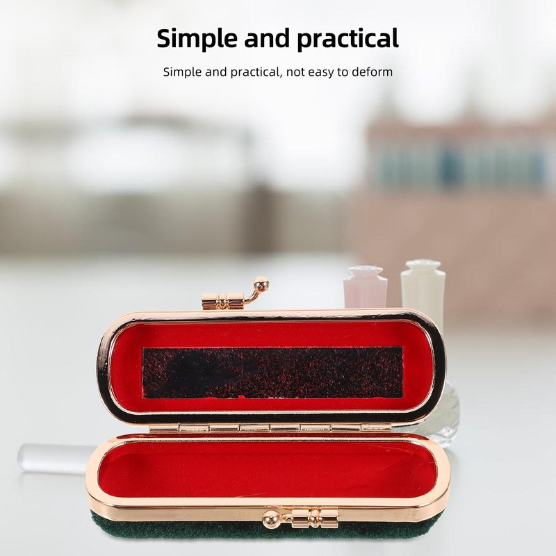 Cabilock Retro Lipstick Box with Mirror Compact Lip Balm Organizer Durable Cosmetic Storage Case Fits One Lipstick for Travel and Daily Use 3.93X1.37X0.98 Inches