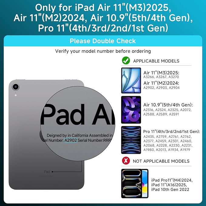Transparent Case with Keyboard iPad Air 11 Inch (M4/M3/M2, 2026/2025/2024)/ iPad Air 5th/4th Generation 10.9" / iPad Pro 11" 1st/2nd/3rd/4th Trackpad, Pencil Holder, 7-Color Backlit, Rotatable, blue
