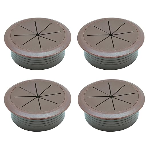 Desk Grommet 2-3/8" (60 mm), Desk Hole Cover for Cables Coffee, Cable Grommet ABS Plastic, Desk Hole Grommet for Office and Home Table Cable, Detachable & Flexible Cable Cord Organizer-4 Pcs