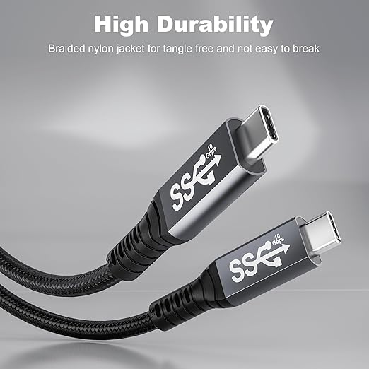usb c 3.1 cable,usb c 10gbps type c data transfer cable 4K Video Output 100W Power Delivery Compatible with Thunderbolt 3 Tpye C Cord，Matebook, Chromebook and More Type-C Devices/Laptops/Hub,6.6FT（2m）