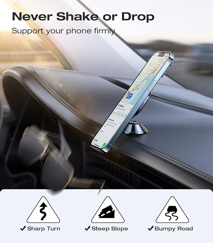 VICSEED Latest Upgrade for MagSafe Car Mount, [High & Low Temp Resistance] Magnetic Phone Holder for Your Car Dashboard, 360 Adjustable Car Phone Holder Mount for iPhone 17 Pro Max 16 15 14 13 12